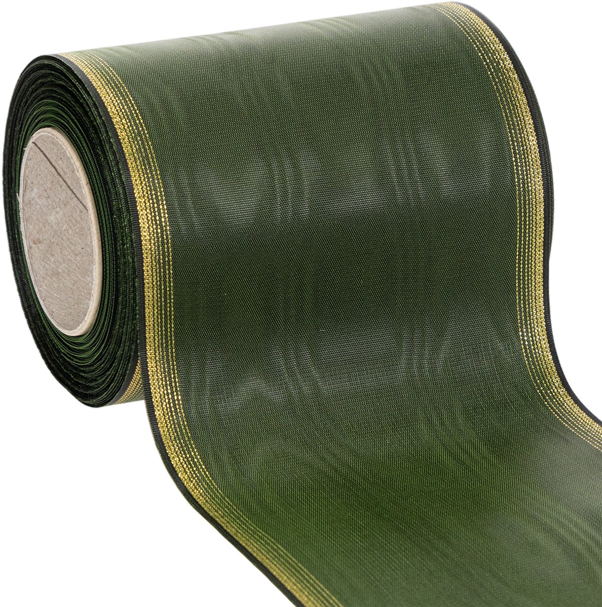 Elegante donkergroene moiré-kranslint, 125 mm met gouden parelrand, ro