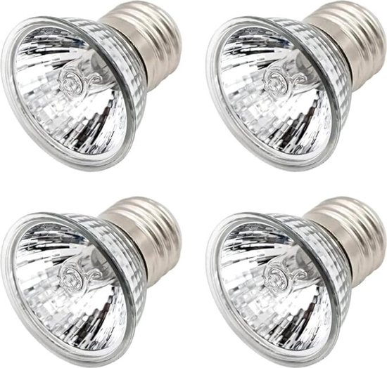 Set van 4 warmtelampen Geschikt voor schildpadden, warmtelampen Geschikt voor reptielen, 50-watt warmtelampen, E27 terrariumverlichting Geschikt voor reptielen, warmtelampen geschikt Geschikt voor reptielen/hagedissen/schildpadden/slangen.