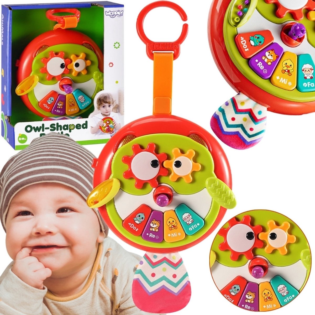 Woopie Baby Interactief Uil-pianospeelgoed met ritselende staart - UNI