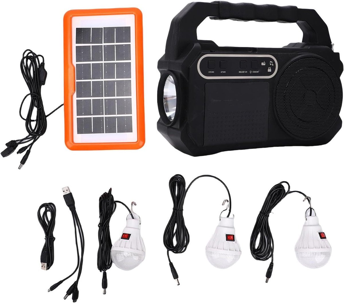 Draagbare Radio Ontvanger - Zakradio AM FM - Buitenactiviteiten Muziek - Zonnepaneel Opladen - 20x9x9cm - Zwart