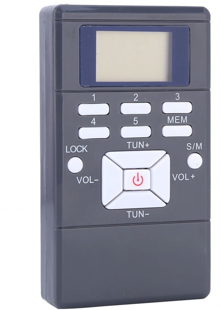 ONF3 - Draagbare Mini FM Radio - LCD Scherm - Inclusief oordopjes - Grijs - Compact formaat - Ideaal voor onderweg - Draagbare muziekervaring