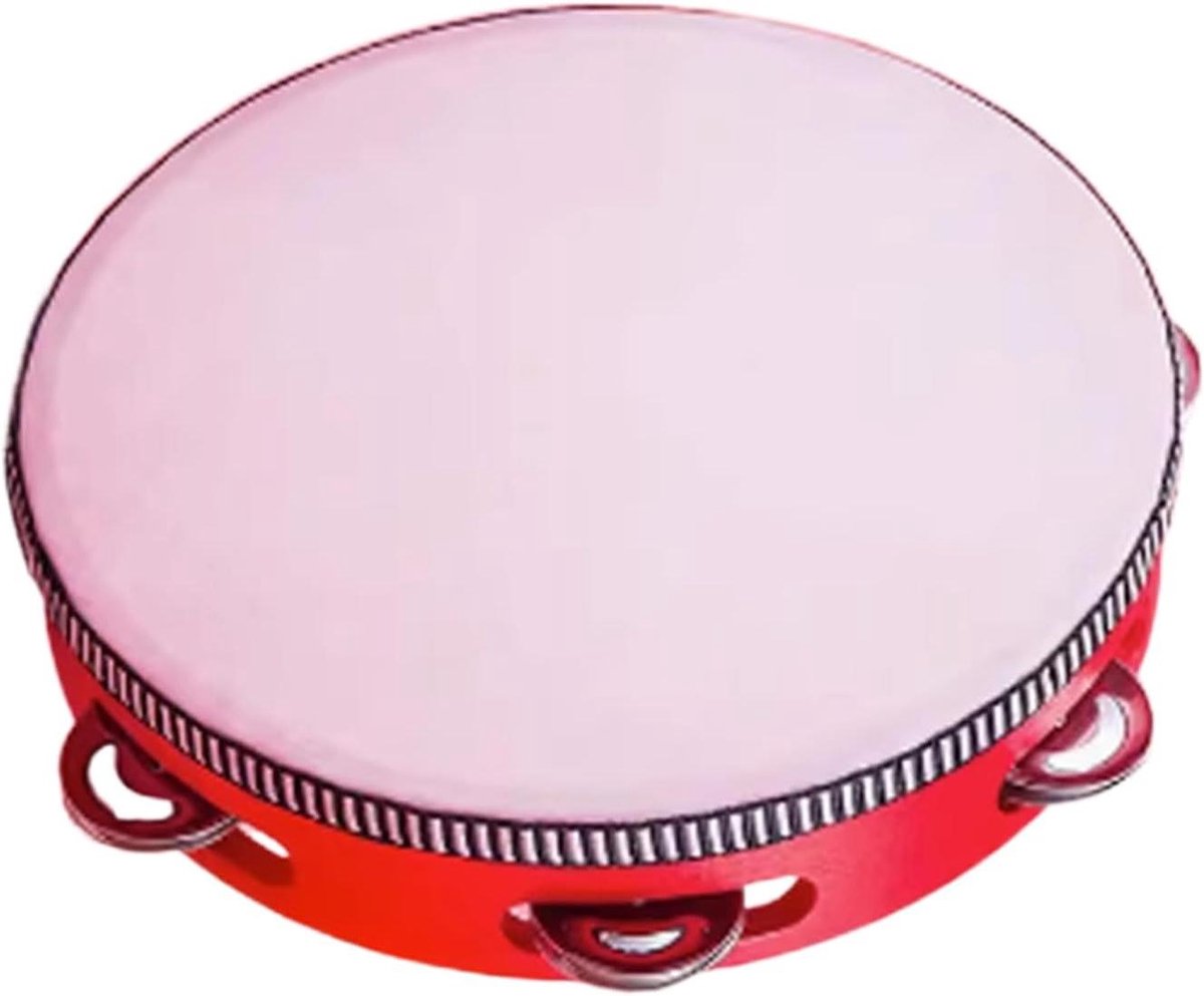 Kinder Tamboerijn - Percussie Instrument - Muziek Leren - Eersteklas Geluidskwaliteit - 8 inch - Rood