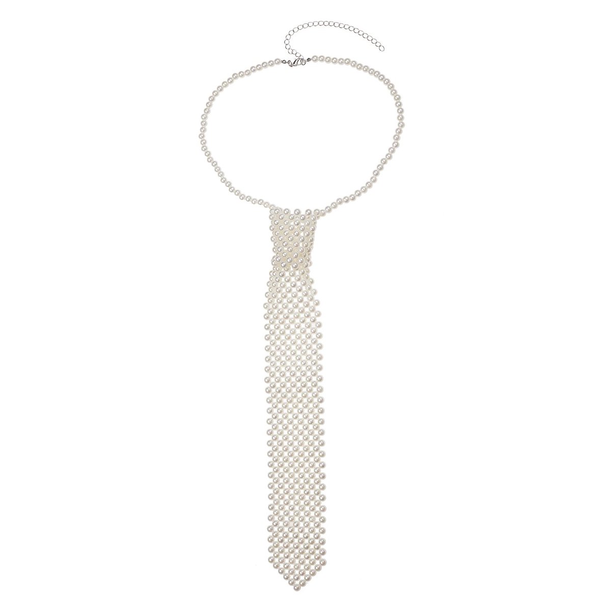NICENEEDED Witte Parel Necktie - Handgemaakte Kraag Sieraad voor Dames