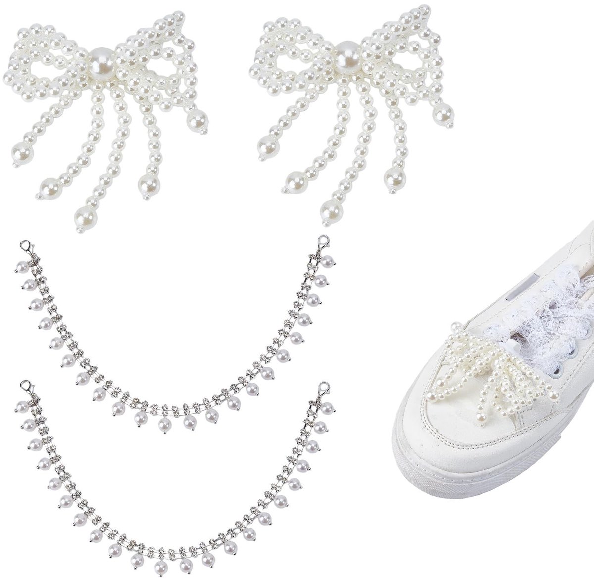 SPHProducts - Imitatie Parels Schoen Charms - Elegante Decoratie - Strik voor Sneakers en Jurk Schoenen - Perfect voor Feestelijke Gelegenheden - Uniek...