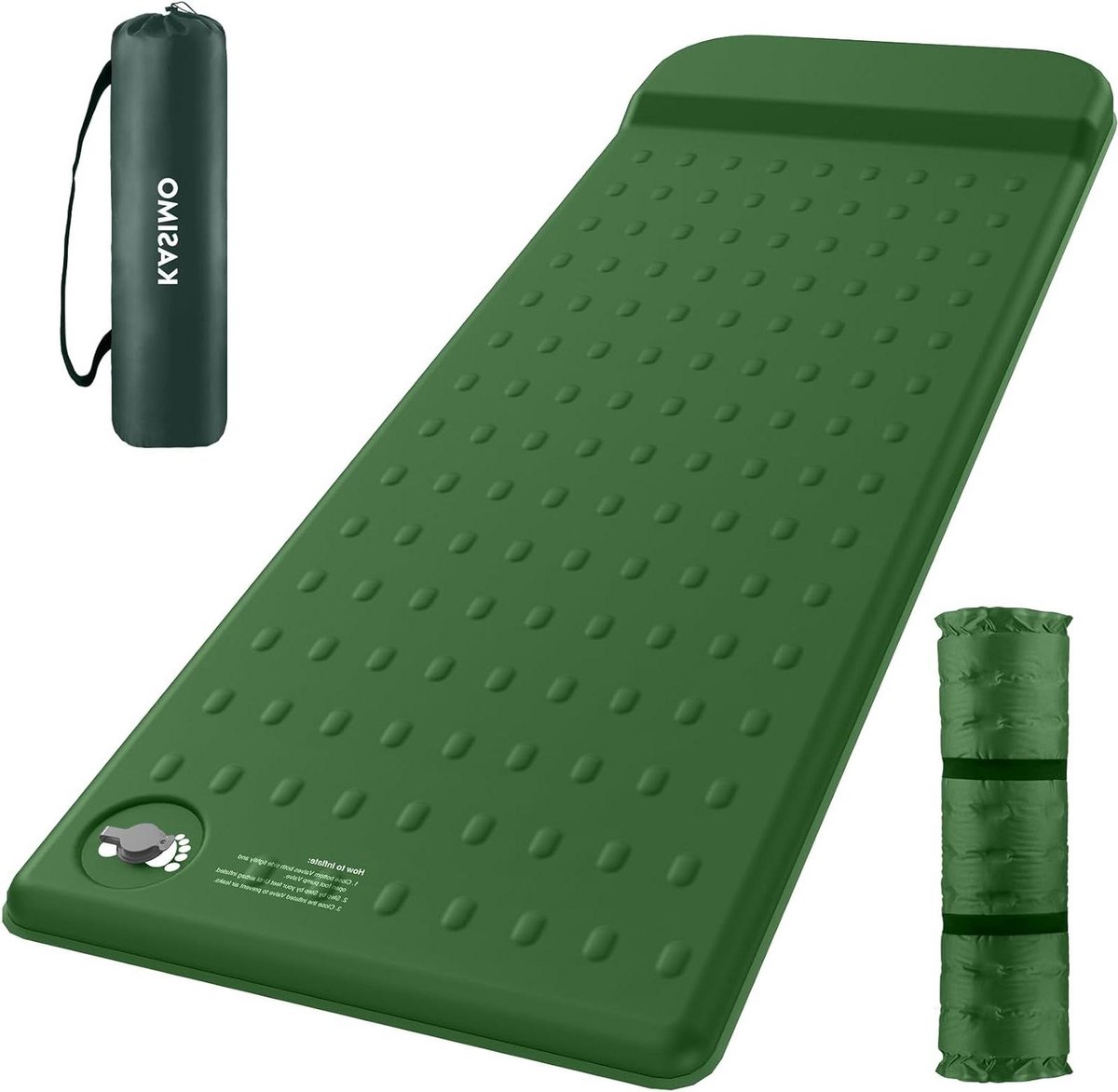 Isolatiemat Schuimstof - Campingmatras Slaapmat - Kamperen en Outdoor - R-waarde 95 4 Seizoenen - 195 x 70 cm - Groen
