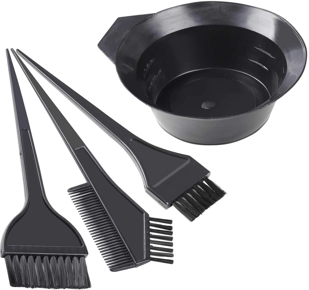 TRIXES Haarverf Set - 4 Delige Kleur Applicatie Kit met Borstels en Mengkom - Voor Thuis en Professioneel Gebruik - Zwart