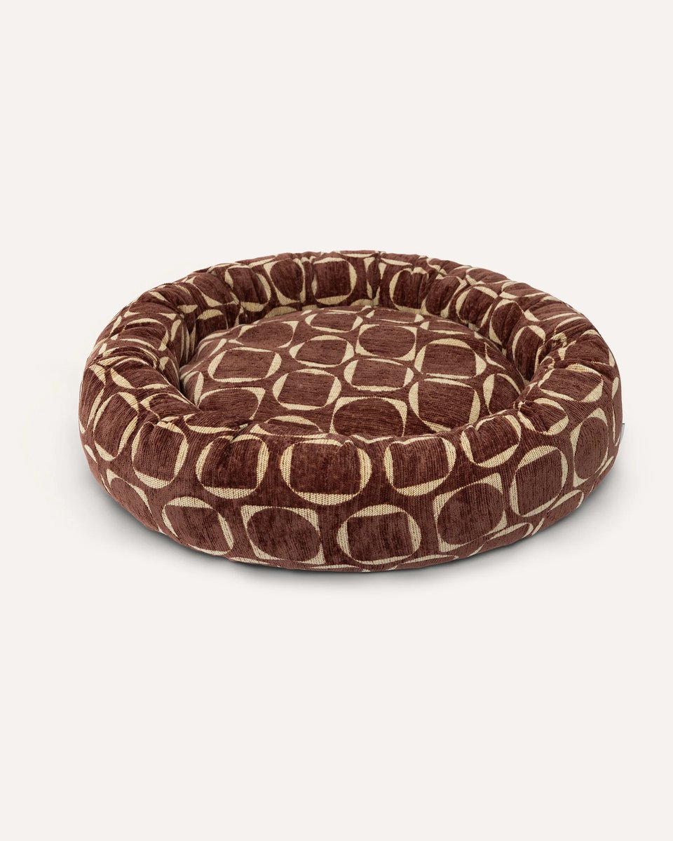 DOGGUO® Donut Hondenmand - M 75x75 cm - Orthopedisch Hondenkussen - Honden Kussen voor Hond - Zachte Hondenbed met Rand - Wasbare Hoes - Memory Foam - Dog Bed - Coussin Chien - Bruin Groen