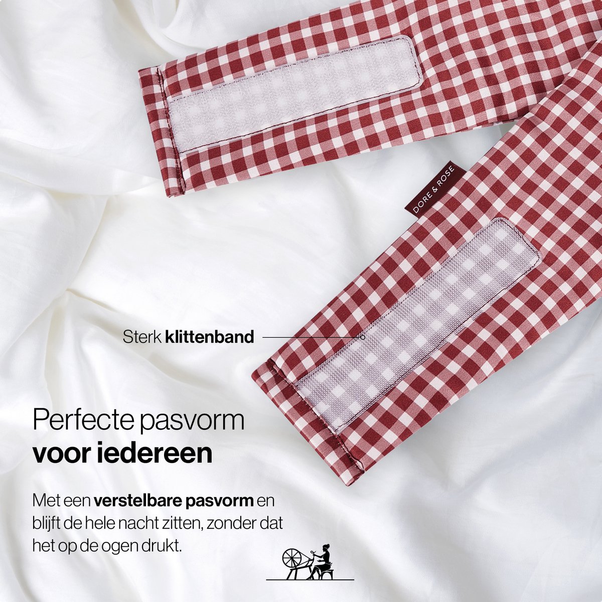 Dore & Rose - Slaapmasker - Oogmasker - Zijden Slaapmasker Voor Mannen en Vrouwen - Deep Sleep Mask - Eye Mask - Verduisterend - Wallen - Rood - Nº 47 Bordeaux Héritage Plaid — afbeelding 5