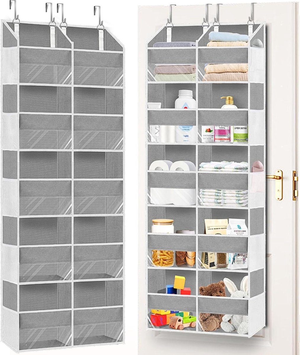 Deur Organizer - Opberger Kast - Ruimte Besparen - 5 Lagen 10 Vakken - 50 x 150 cm - Grijs