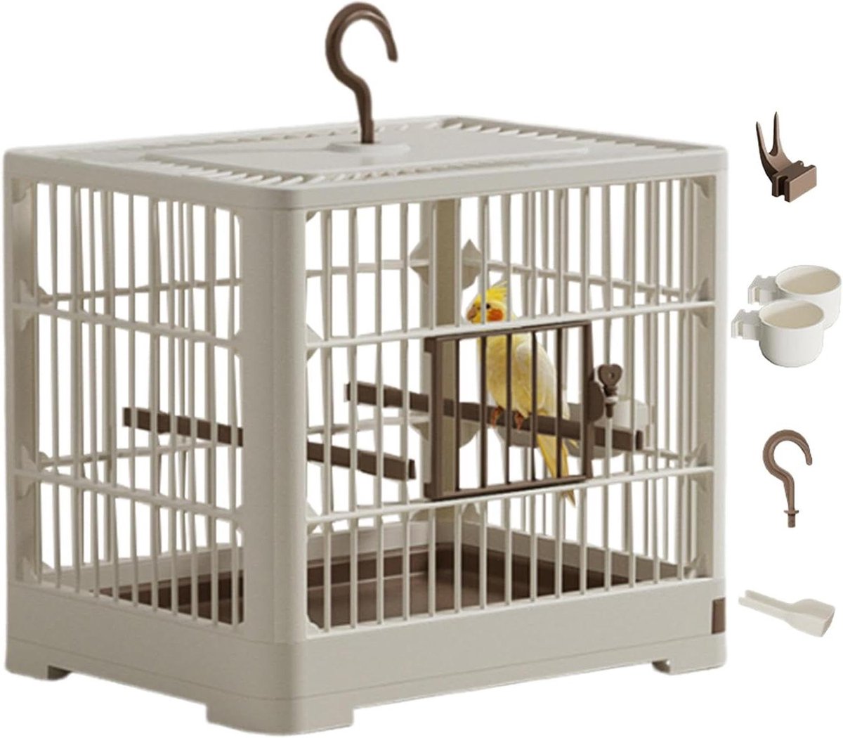 Transportkooi Kleine Vogels - Reiskooi Parkieten - Vervoer Huisdier - Afneembaar Dienblad - 324 x 267 x 119 cm - Bruin