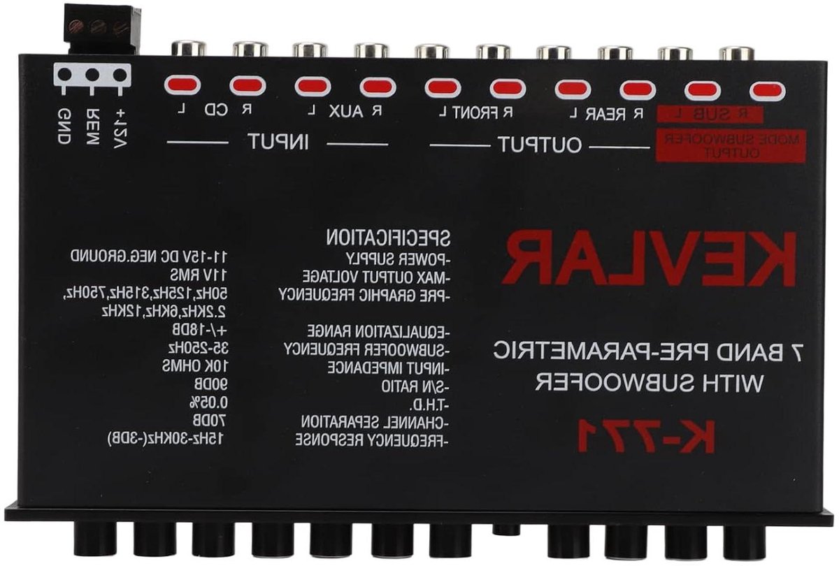 Grafische Equalizer Auto - Audio Controller - Muziek Luisteren - 7 Instelbare Banden - 22 x 16 x 4 cm
