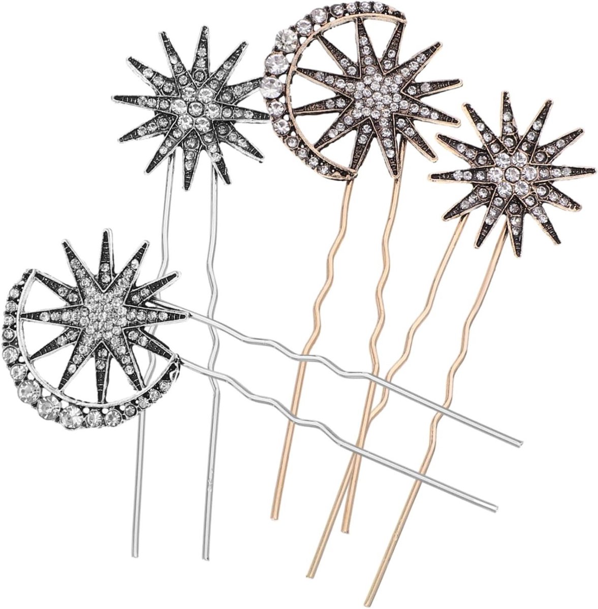 Haarspelden Set - Haaraccessoires Dames - Haar Decoreren - Strass Ster Ontwerp - 82 cm - Goud