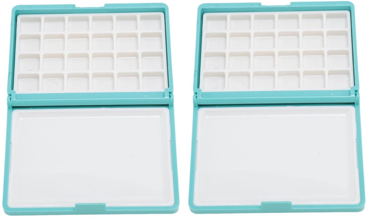 aladdien - Draagbare Mini Waterverf Set - Aquarelset voor Beginners - 2-delige Kunstenaars Palet - Blauw - Schilderen Onderweg - Creativiteit Voor I...