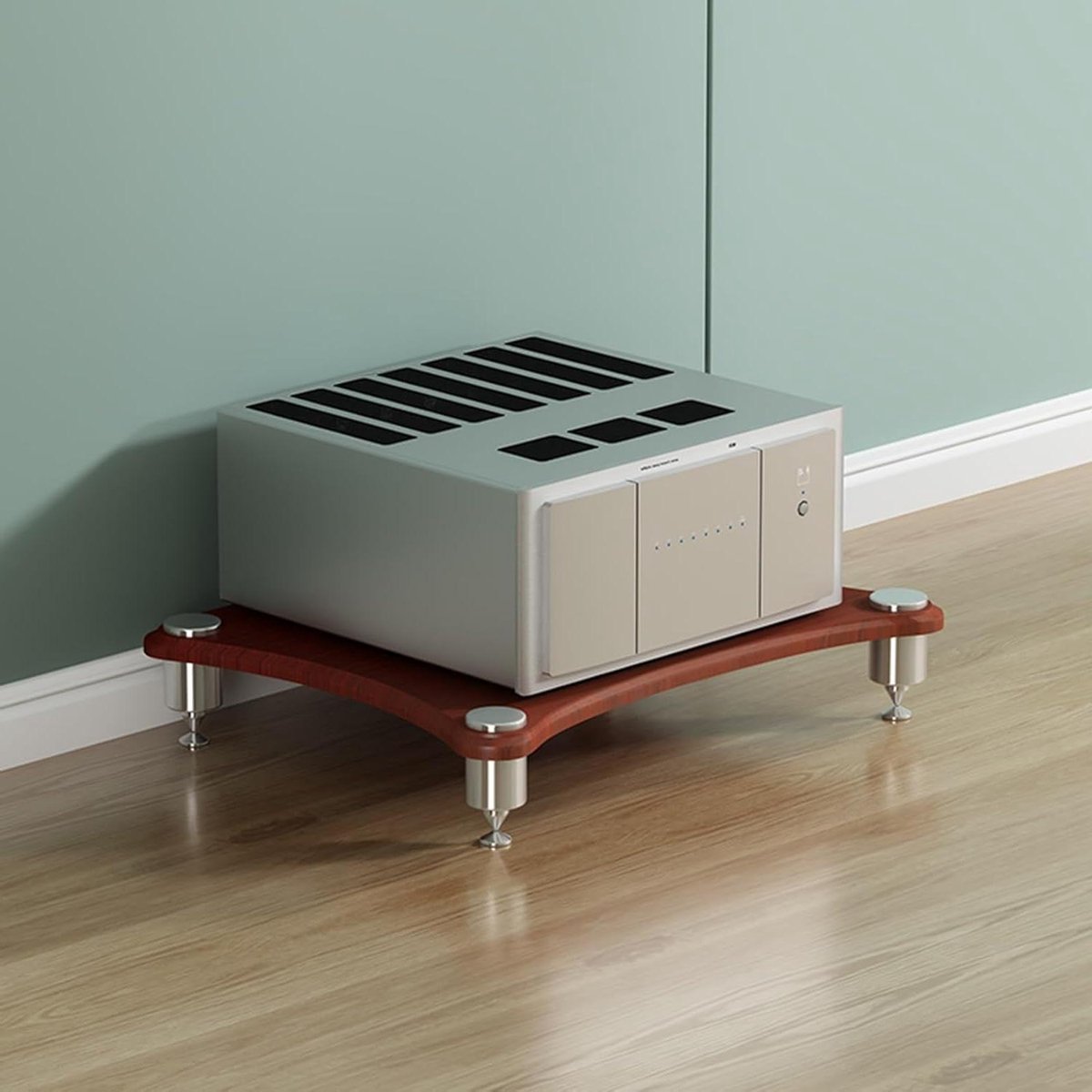 Hifi Rack - Audio Kast Componentenrek - Media Opslag - Schokabsorberende Voeten - 1 Laags - Teak