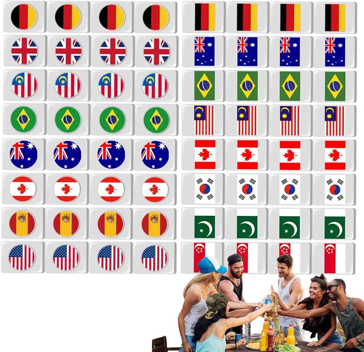 Flag Mahjong Spel - Partyspel Lagen - Strategisch Spel - Compact Ontwerp - 64 Stuks - Meerkleurig