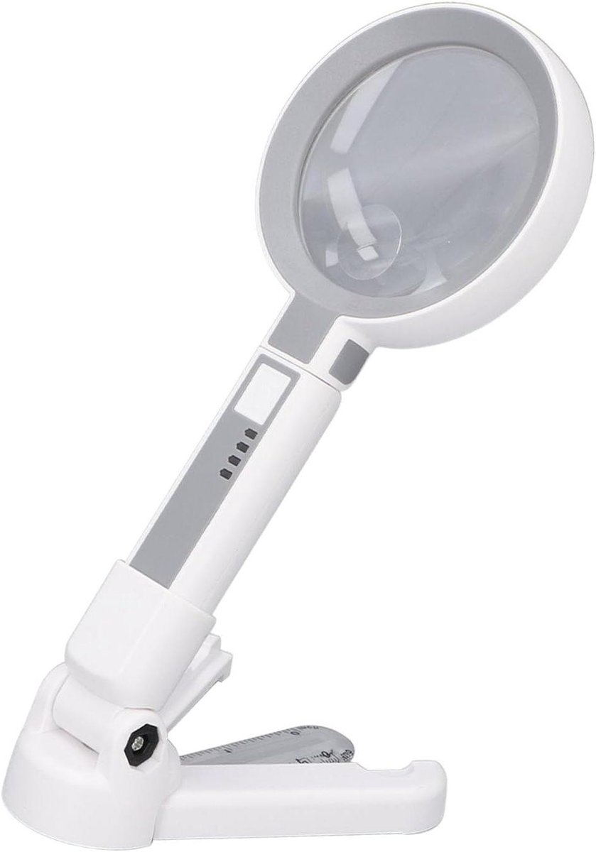 Vergrootglas met LED - Loep Leesloep - Boeken Lezen - Schaal Opvouwbare Standaard - 5x 11x Vergroting - Wit