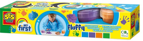SES Creative - My First - Fluffy vingerverf - Luchtig - Geen Geknoei - Makkelijk Uitwasbaar - 4 Kleuren - Sensorisch Speelgoed – vanaf 1 jaar