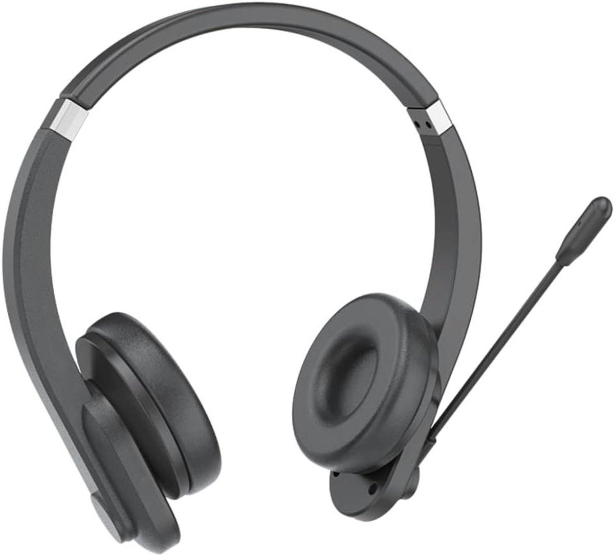 Stereo Headset - Telefoon Headset - Online Vergaderen - Noise Cancelling Microfoon - 20 x 17 x 7 cm - Zwart