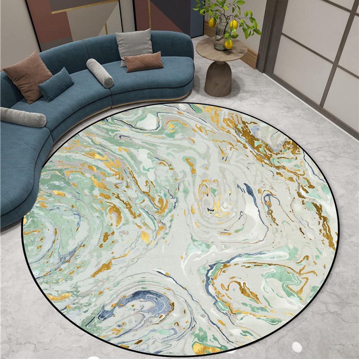 Rond Vloerkleed - Vloerkleed rond Kinderkleed - Woonkamer Decoratie - Laagpolig en Wasbaar