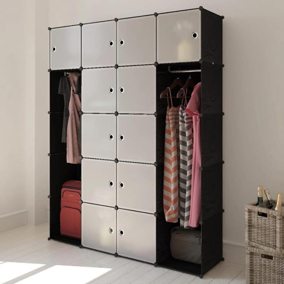 Modulaire Kast - Opbergkast Systeem - Kleding Opbergen - 14 Compartimenten - 37x146x181 cm