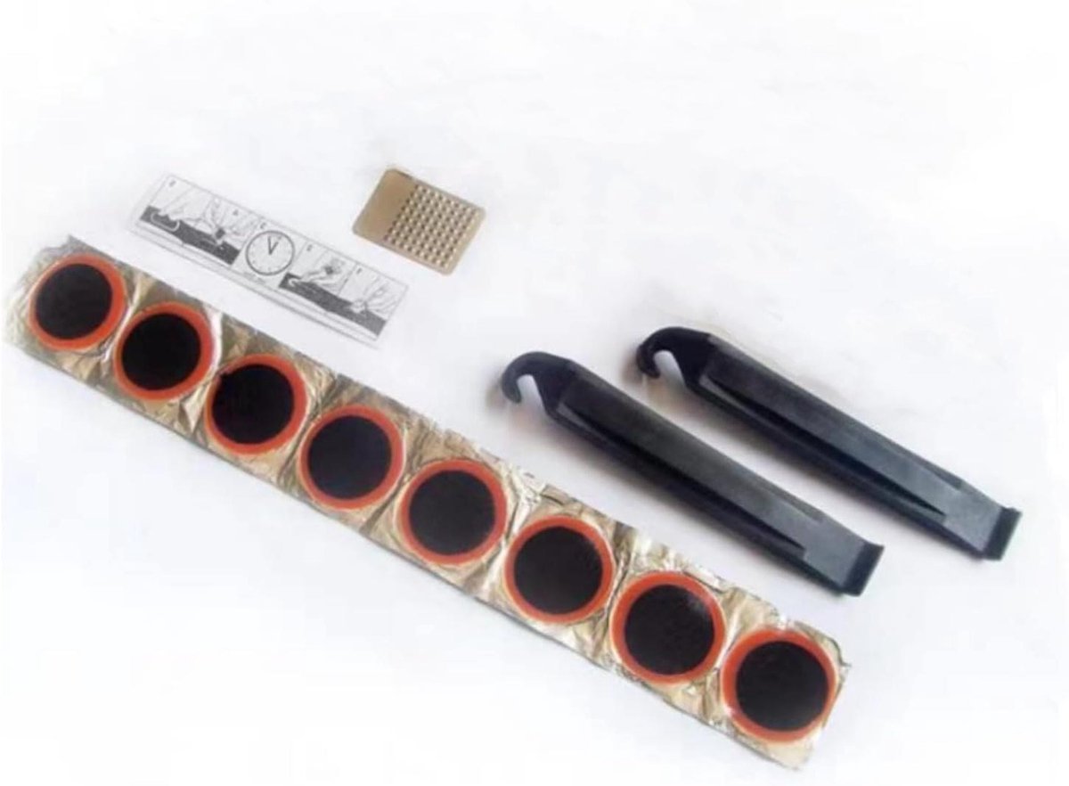 Fietsband Reparatieset - Bandenplakset Binnenband - Onderweg Repareren - Zelfklevende Pleisters - 8 Stuks - Zwart