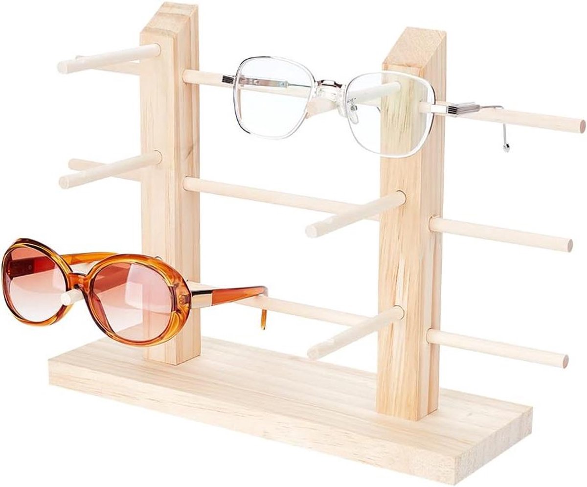 Brillen Displaystandaard - Brillenhouder Rek - Brillen Presenteren - 6 Paar Capaciteit - 34.7 cm Lengte - Houtkleur