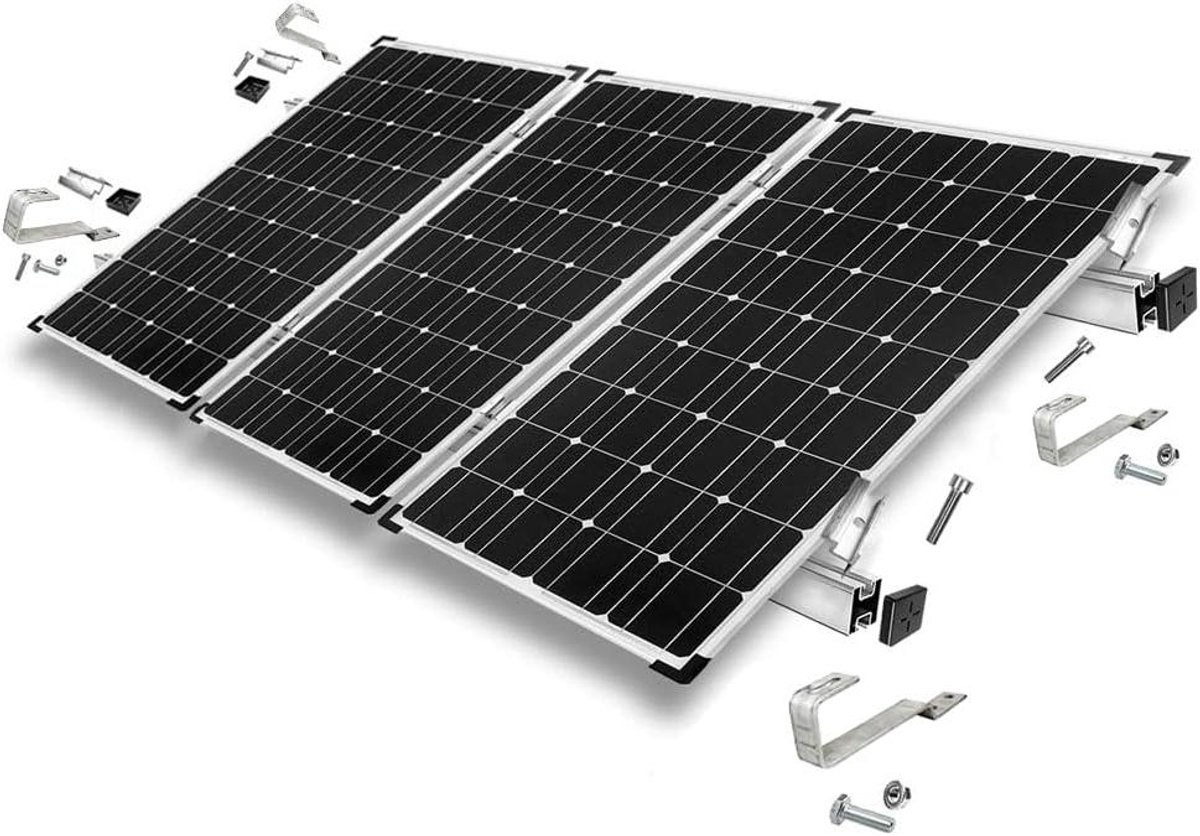 Montage set zonnepanelen - Bevestigingsset dak - Dakmontage zonnepanelen - Inclusief alle bevestigingsmaterialen - Voor 3 panelen - Grijs
