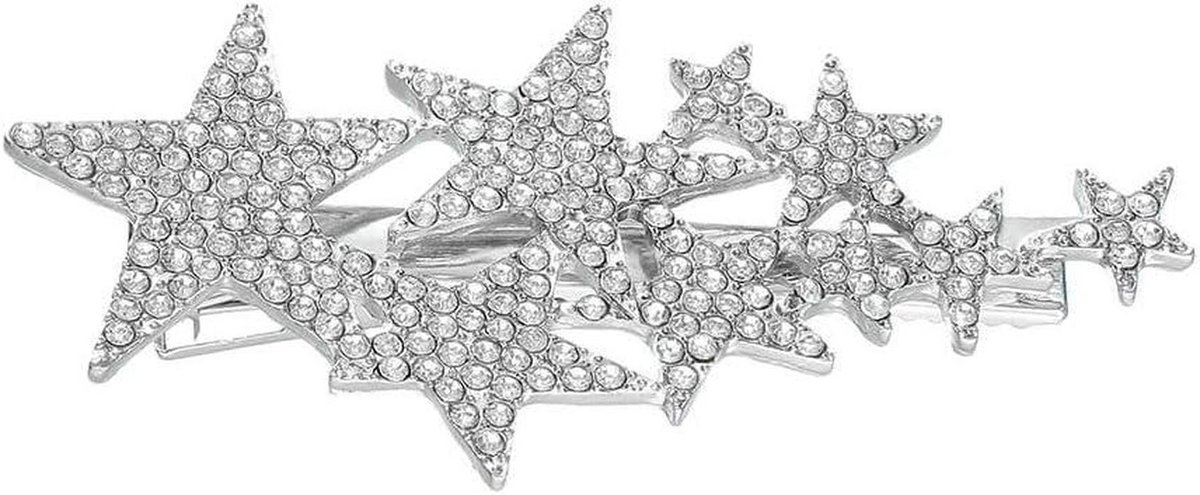 Haarspeldjes Ster - Haarclips Pony - Kapsel Versieren - Vijfpuntige Ster Design - 7.5cm - Zilver