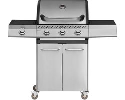Mustang Gasbarbecue Knoxville 3+1 RVS – met 3 Branders en Zijbrander – 12,8 kW | Gietijzeren Grillrooster