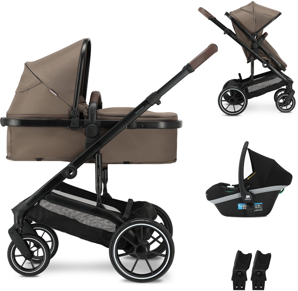 DERYAN Noa 3-in-1 Kinderwagen met Autostoel - Hazel - DERYAN - €256,45