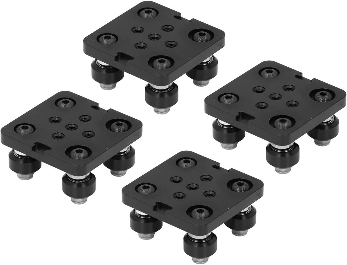 V-wiel platen - Onderdelen 3D printer - Verbeteren 3D print - Aluminiumlegering - 4 stuks - Zwart