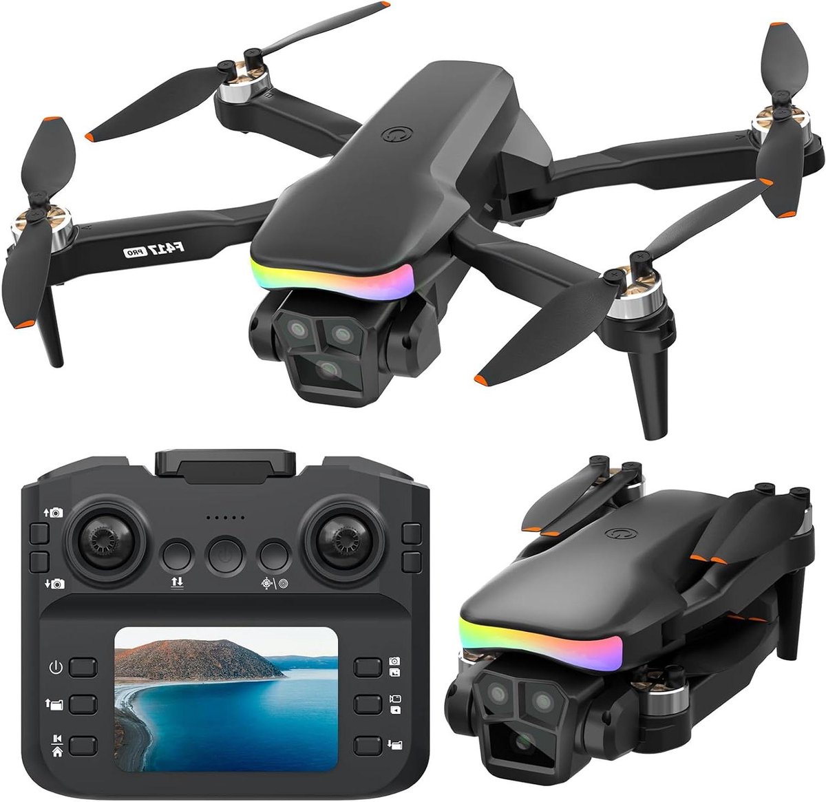 Mini Drone - Vliegende Camera - Luchtopnamen Maken - Ingebouwd Scherm - 1080P HD - Zwart