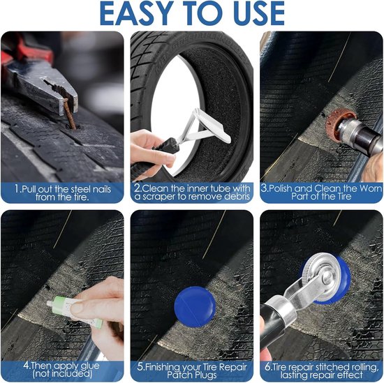 Banden Reparatie Kit - Lekke Band Herstel - Auto Onderhoud - Verdikt Rubber - 3 Maten - Gemengde Kleur — afbeelding 3