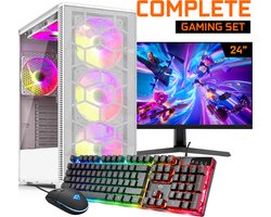 ScreenON GamePC - Complete Gaming Set - RTX 3050 - Ryzen 5 - 16GB RAM - 500GB SSD - Incl. 24" Monitor & Accessoires