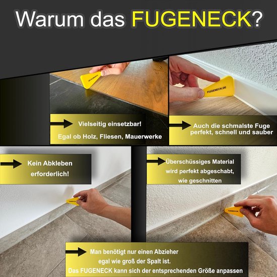 Voegentrekkerset - Gereedschap Set - Gladde Voegen Maken - Slijtvast Elastomeer - 3 Breedtes - Geel — afbeelding 3
