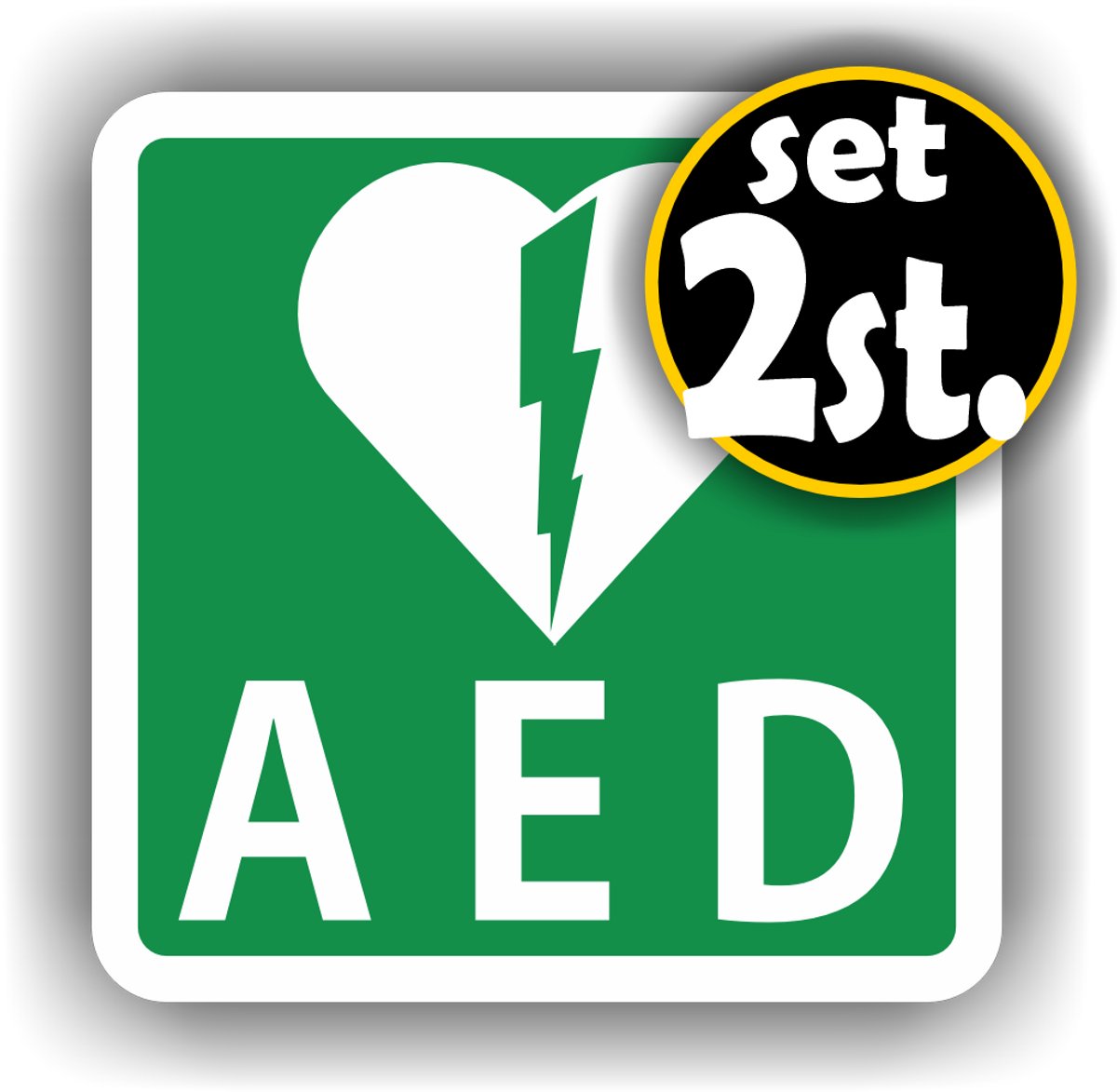 Jerma - AED Stickers - Set 2 stuks - AED-markering - 14x14 cm per st.