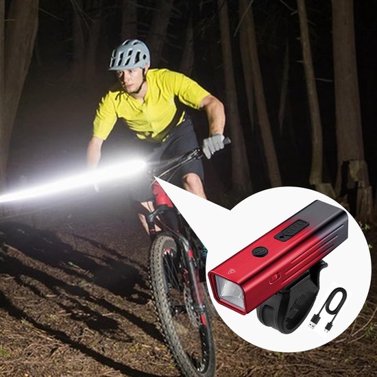 VHV - Fietsverlichting LED Voorlicht - LED Koplamp Fiets voor Nacht Rijden - 1800 mAh accu - voor Mountainbike, Racefiets, Stadsfiets, E-bike en Woon-Werkverkeer — afbeelding 2
