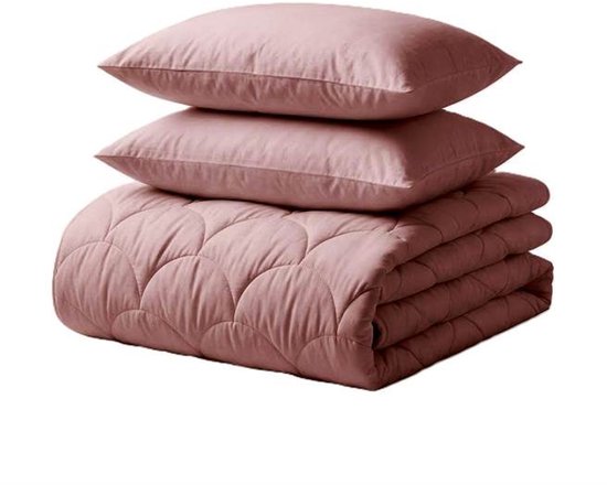 Katoen Percale Dekbed 240x200 cm + 2 Kussenslopen 60x70 cm - Oud Roze