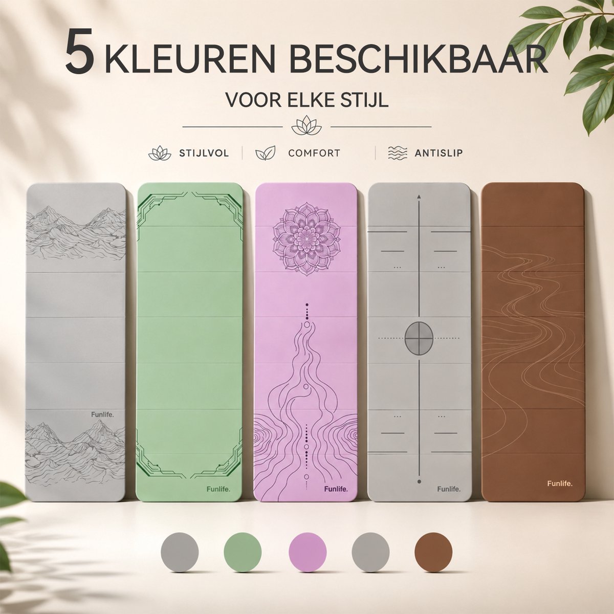 Funlife Opvouwbare Yogamat 190 x 66 cm - 10 mm Dik - Antislip Fitnessmat voor Yoga, Pilates en Thuis Workout - Matchagroen thumbnail 2