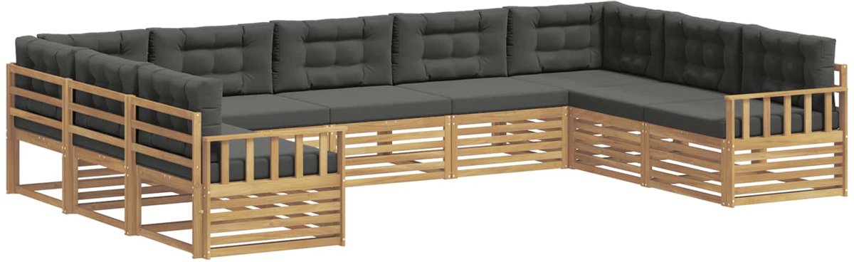 vidaXL Buiten - bank - set - 9 - st - 9-zits - Wit - en - antracietkleurig Wit en antracietkleurig
