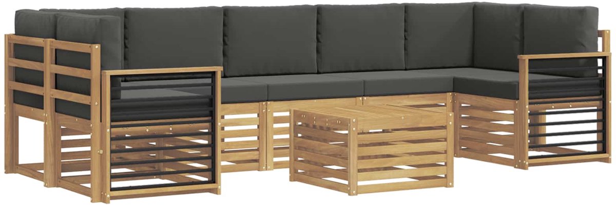 vidaXL Buiten - bank - set - 8 - st - 7-zits - Wit - en - antracietkleurig - Polyester Wit en antracietkleurig