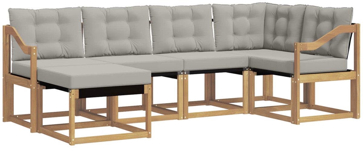 vidaXL Buiten - bank - set - 6 - st - 6-zits - Wit - en - Lichtgrijs Wit en Lichtgrijs