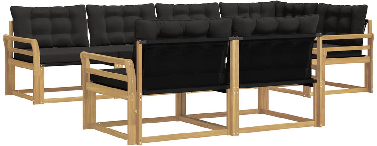 vidaXL Buiten - bank - set - 7 - st - Wit - en - zwart Wit en zwart