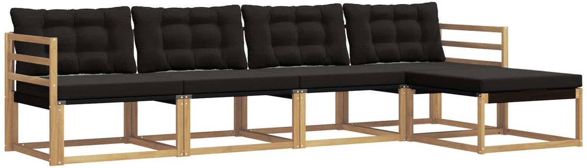 vidaXL Buiten - bank - set - 5 - st - 5-zits - Wit - en - zwart Wit en zwart