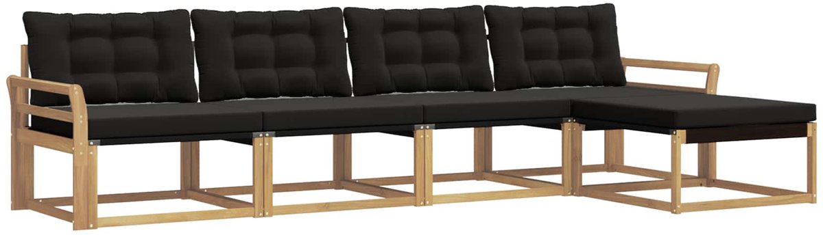 vidaXL Buiten - bank - set - 5 - st - 5-zits - Wit - en - zwart Wit en zwart