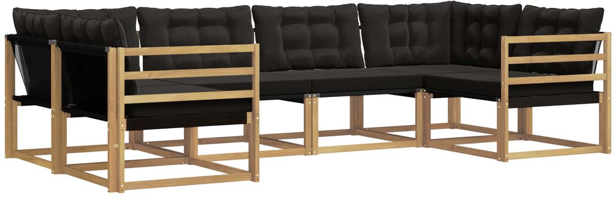 vidaXL Buiten - bank - set - 6 - st - 6-zits - Wit - en - zwart Wit en zwart