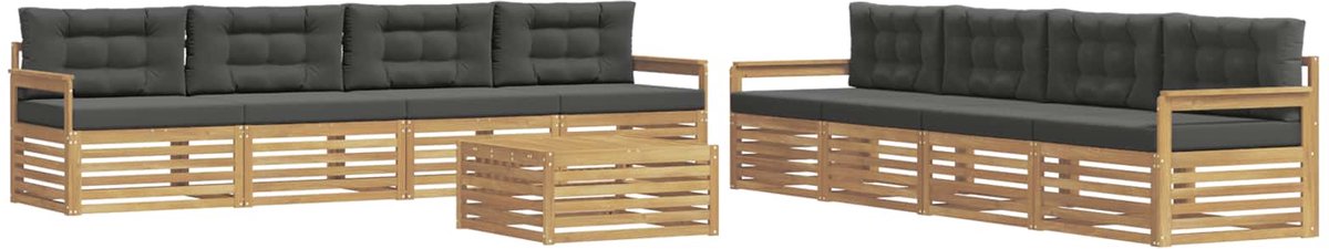 vidaXL Buiten - bank - set - 9 - st - 8-zits - Wit - en - antracietkleurig - Polyester Wit en antracietkleurig