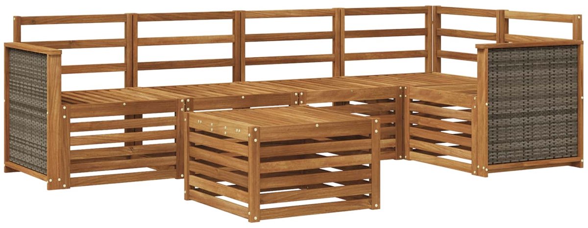 vidaXL Buiten - bank - set - 6 - st - Naturel - Massief - Acacia - Hout
