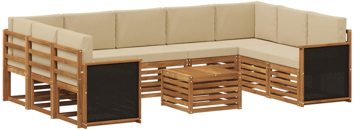 vidaXL Buiten - bank - set - 10 - st - 9-zits - Naturel - Massief - Acacia - Hout