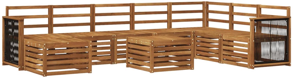 vidaXL Buiten - bank - set - 9 - st - 8-zits - Naturel - Massief - Acacia - Hout